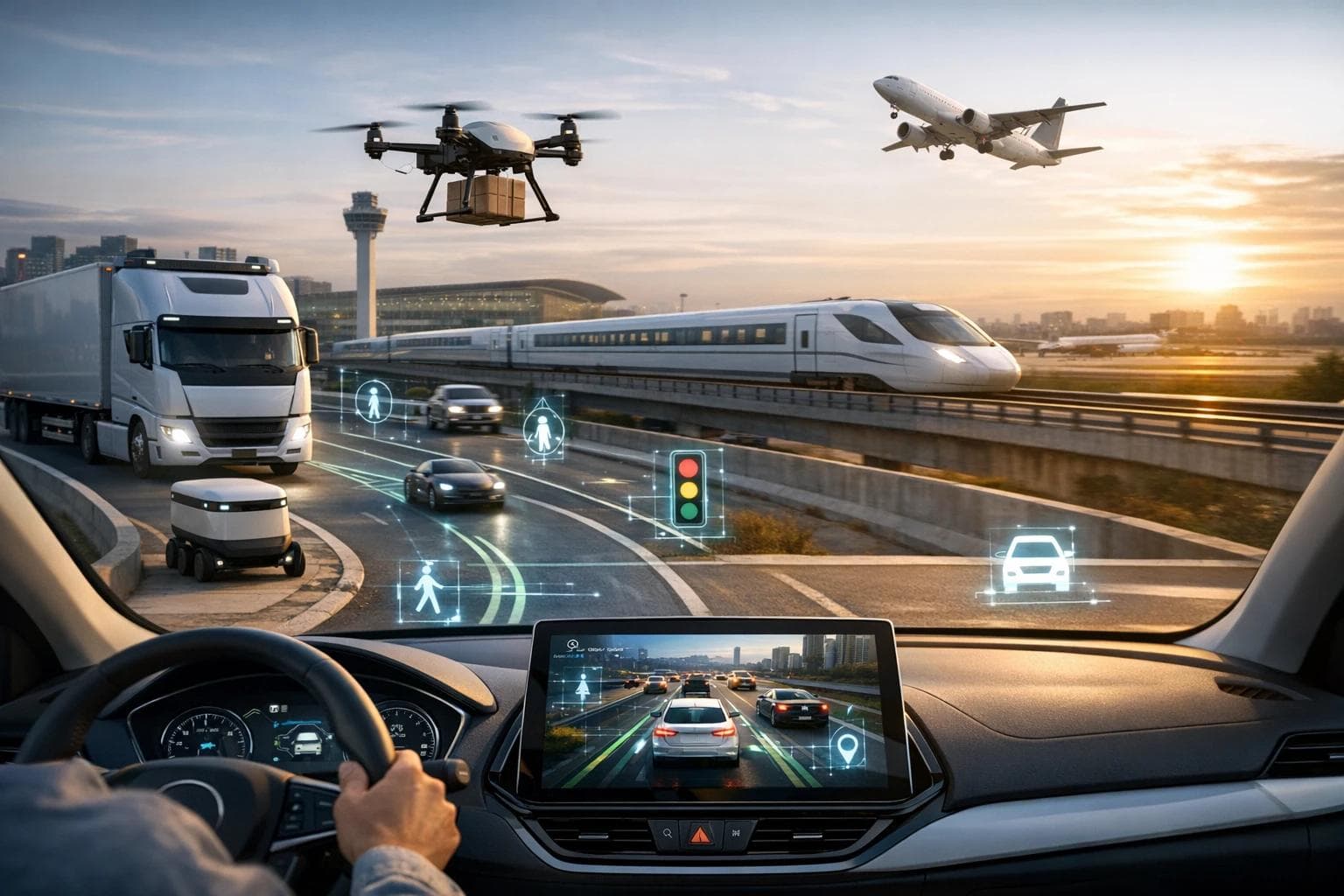 Editorial hero image for AI in Transportation: Benefits, Use Cases, and Real-World Examples